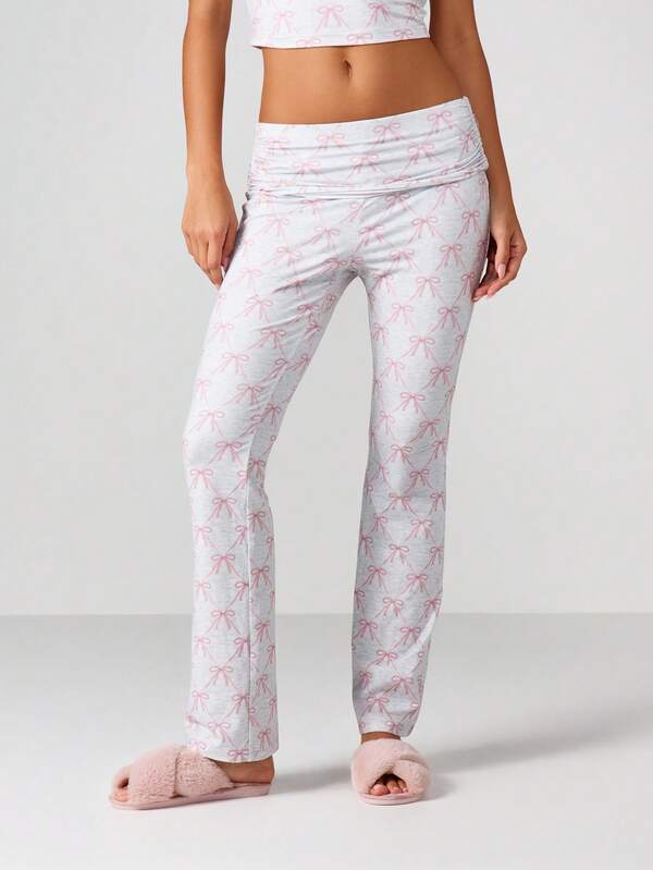 MISSGUIDED Bow Print Tank And Trouser Set