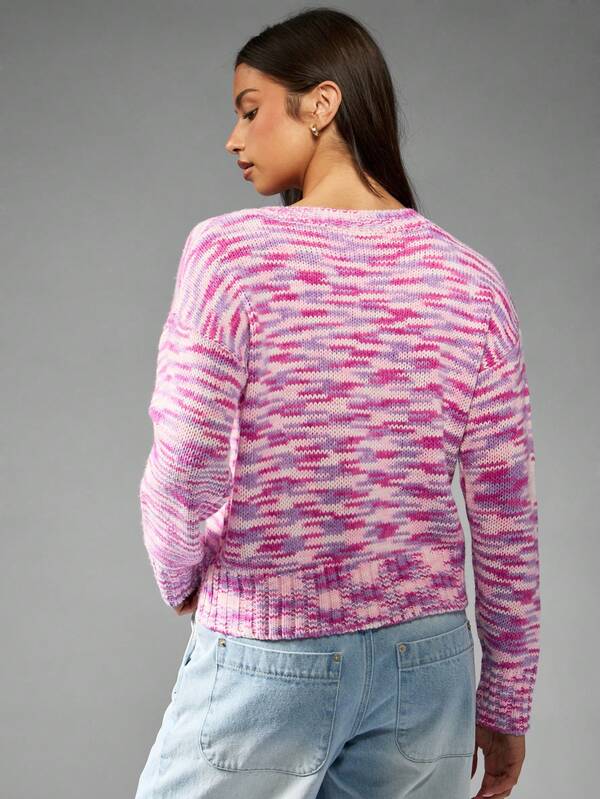 MISSGUIDED Boxy Fit Multi Stripe Knit Sweater With Ribbed Hem