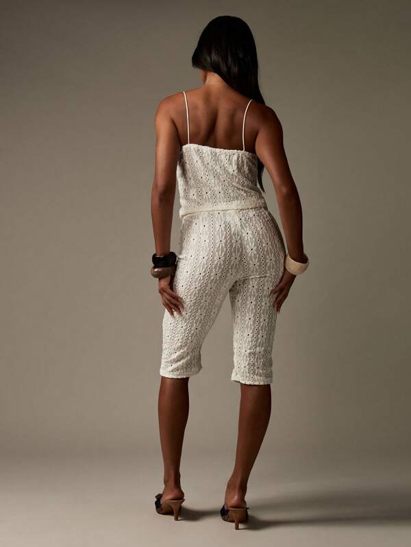 MISSGUIDED Broderie Anglaise Midi Co-Ord Capri Pants Two-Piece Outfits