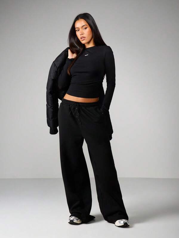 MISSGUIDED Button Detail Wide Leg Joggers