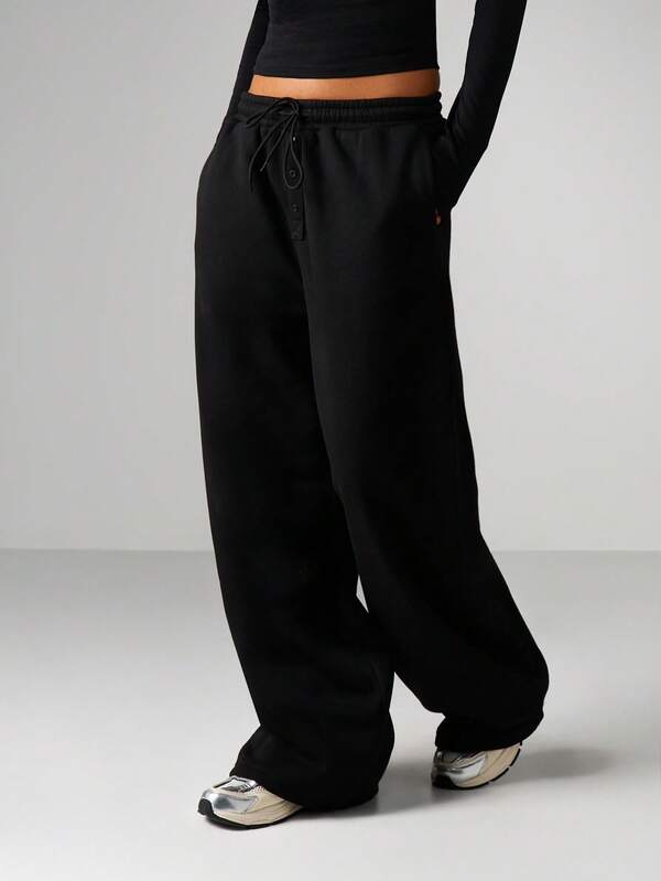 MISSGUIDED Button Detail Wide Leg Joggers