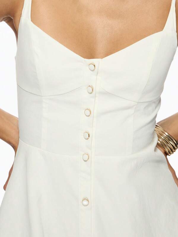 MISSGUIDED Button Down Sweetheart Neckline Fit And Flare Mini Dress