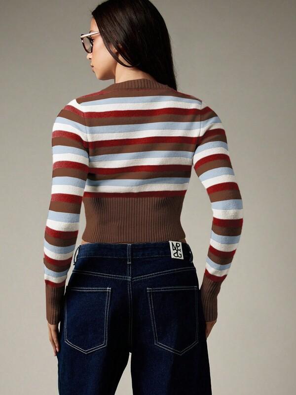 MISSGUIDED Button Front Cropped Cardigan With Ribbed Waist And Cuffs