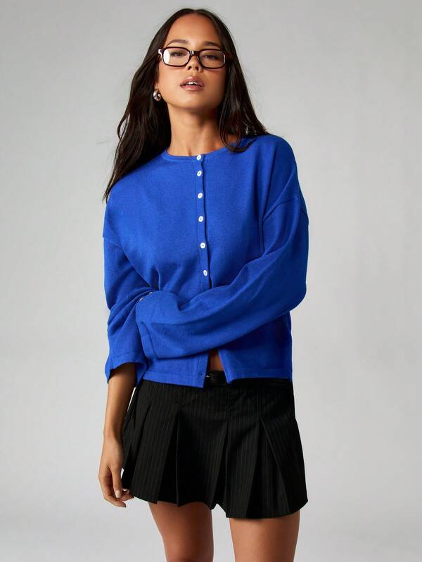 MISSGUIDED Button Front Knit Cardigan With Long Sleeves