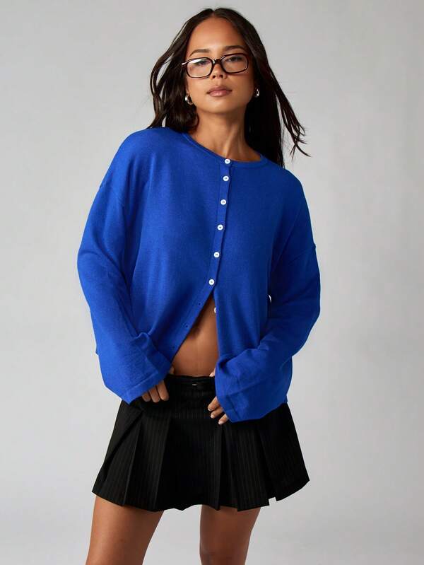 MISSGUIDED Button Front Knit Cardigan With Long Sleeves