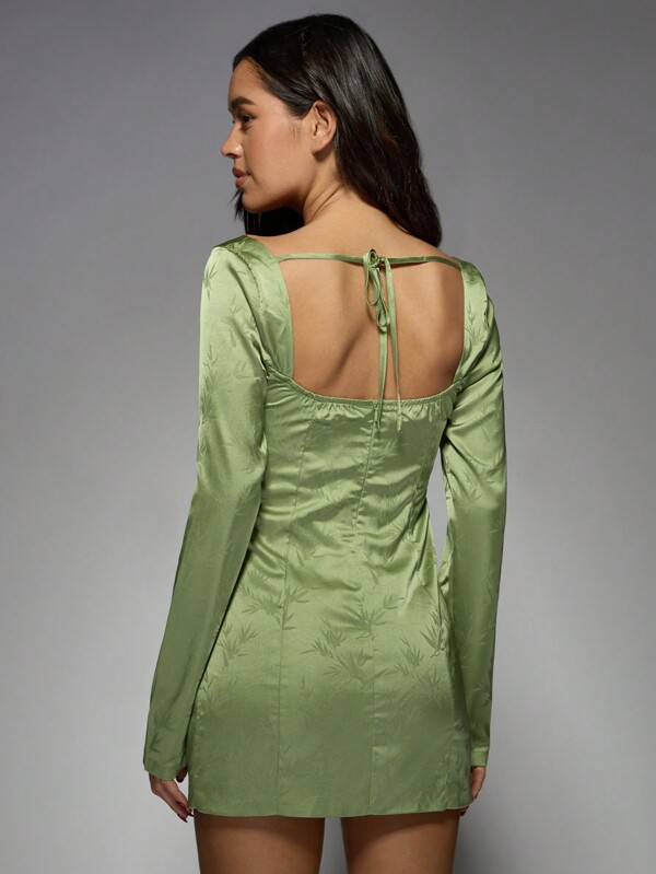 MISSGUIDED Button Front Satin Jacquard Mini Dress