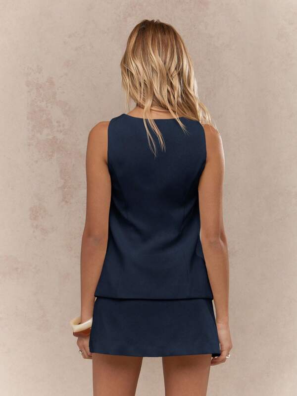 MISSGUIDED Button Front Waistcoat With Asymmetric Hem Mini Dress