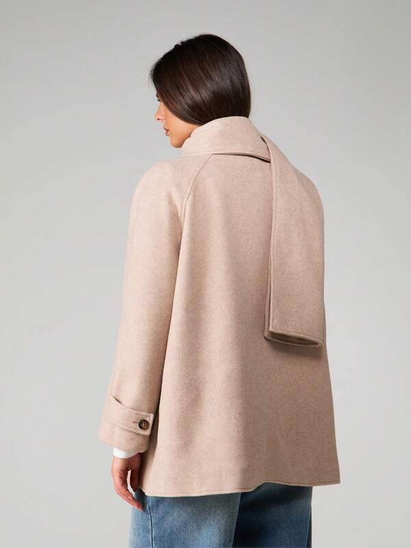 MISSGUIDED Button Front Wool Coat With Scarf