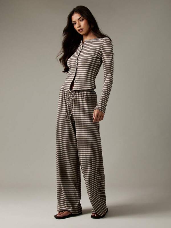 MISSGUIDED Button Through Ribbed Co Ord Set