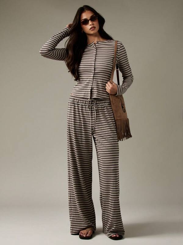 MISSGUIDED Button Through Ribbed Co Ord Set