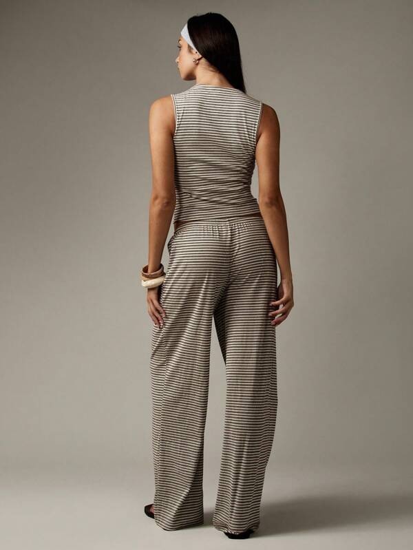 MISSGUIDED Button Through Sleeveless Top With Wide Leg Pants