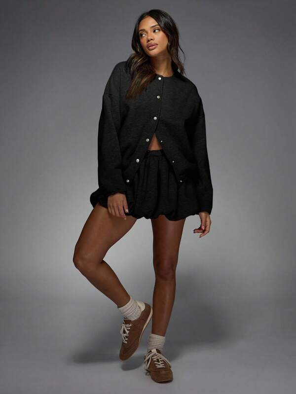 MISSGUIDED Button Up Cardigan With Scalloped Hem