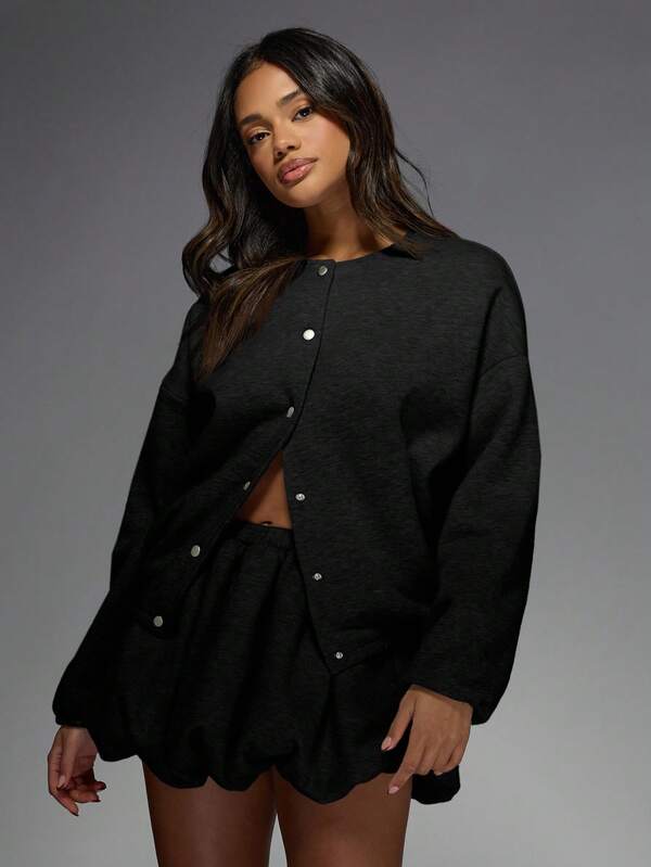 MISSGUIDED Button Up Cardigan With Scalloped Hem