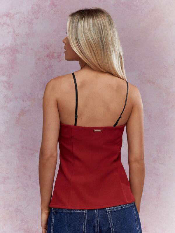 MISSGUIDED Buttoned Bandeau Waistcoat With Lace Bra
