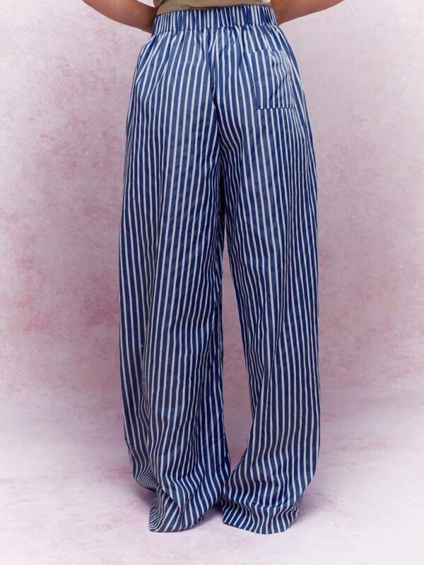 MISSGUIDED Buttoned Striped Wide Leg Pajama Pants