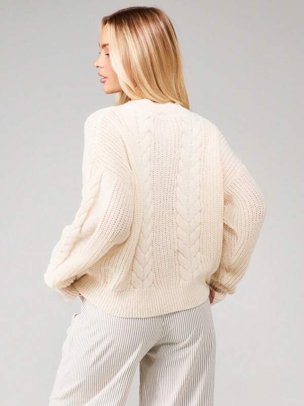 MISSGUIDED Cable Knit Cardigan With Button Front