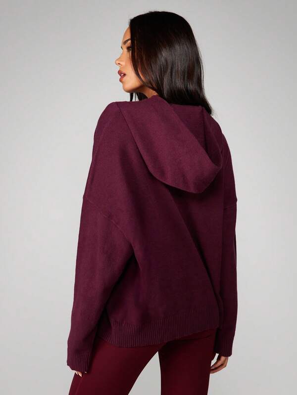 MISSGUIDED Cable Knit Hoodie With Ribbed Hem