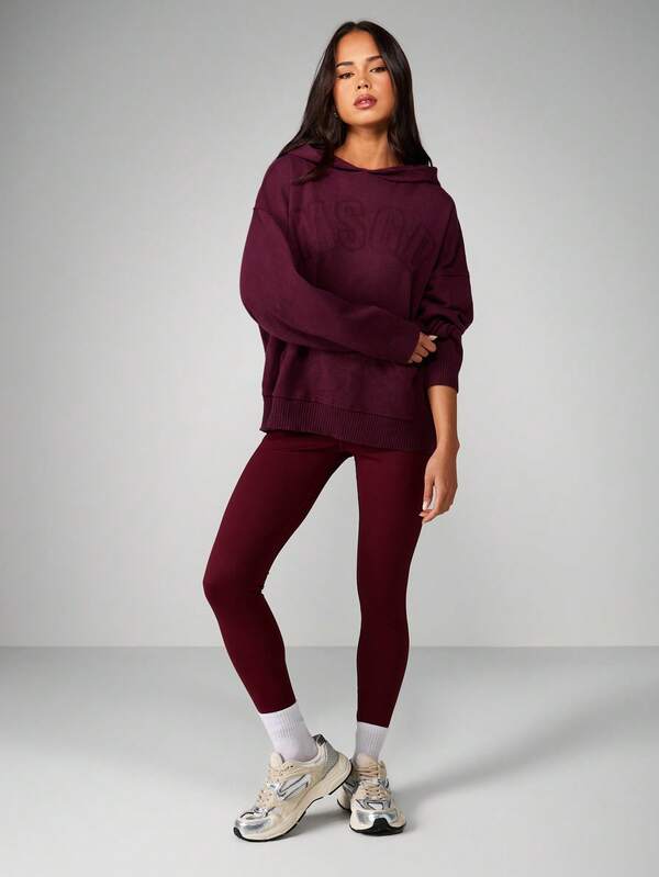 MISSGUIDED Cable Knit Hoodie With Ribbed Hem