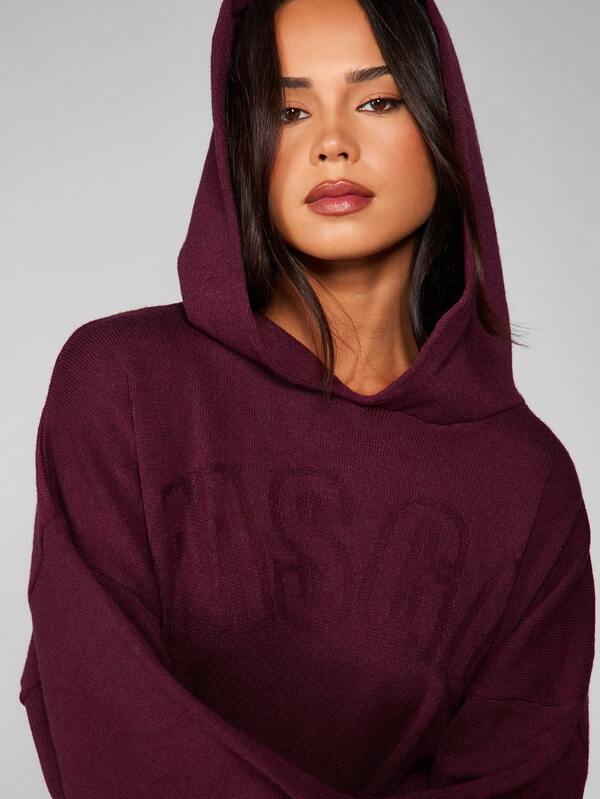 MISSGUIDED Cable Knit Hoodie With Ribbed Hem