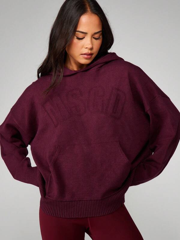 MISSGUIDED Cable Knit Hoodie With Ribbed Hem