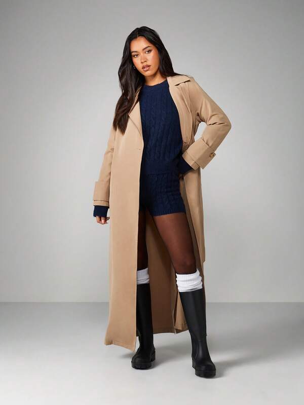 MISSGUIDED Cable Knit Sweater And Hot Pants Set