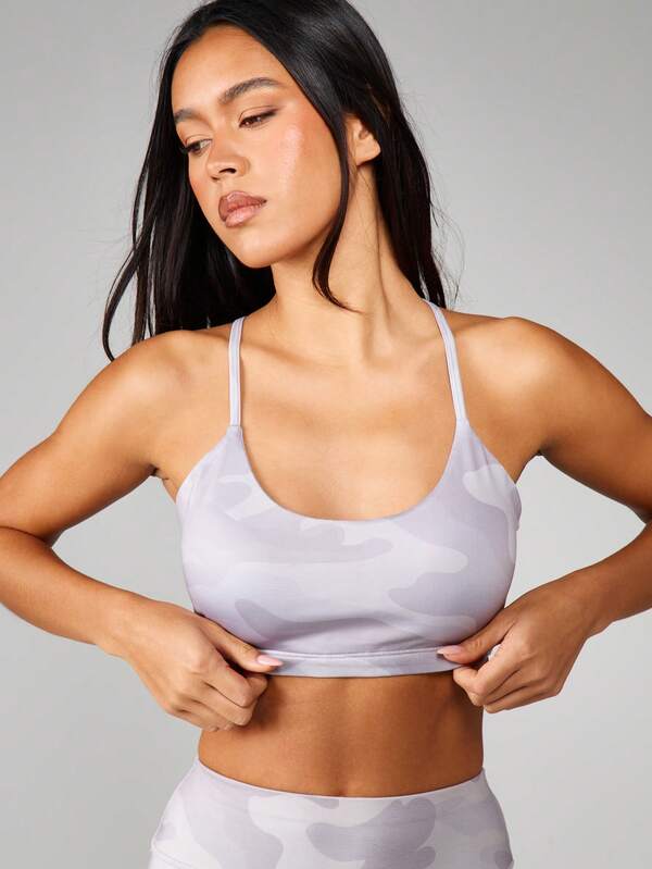 MISSGUIDED Camo Print Cross Back Sports Bra