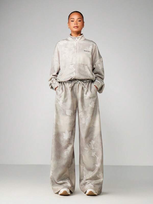 MISSGUIDED Camo Wide Leg Drawstring Pants