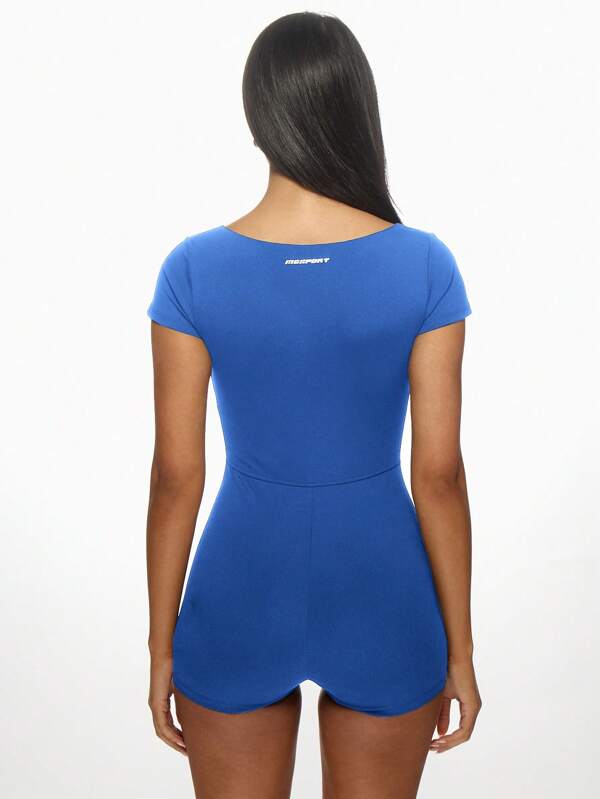 MISSGUIDED Cap Sleeve Short Dance Fitness Yoga Gymnastics Bodysuit Jumpsuit