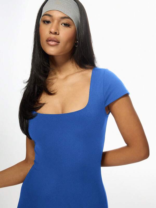 MISSGUIDED Cap Sleeve Short Dance Fitness Yoga Gymnastics Bodysuit Jumpsuit