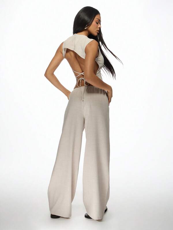 MISSGUIDED Casual Matching Co Ord Crop Top Wide Leg Pants Set