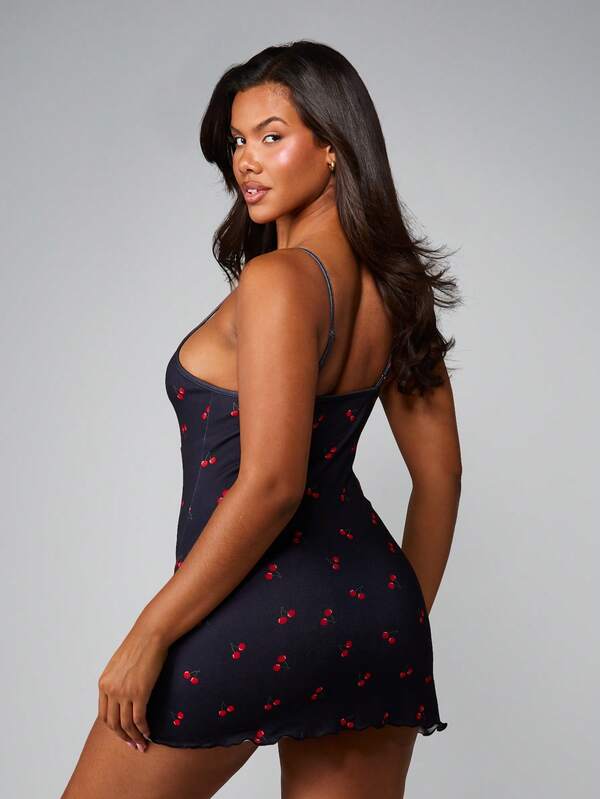 MISSGUIDED Cherry Print Cami Sleep Dress