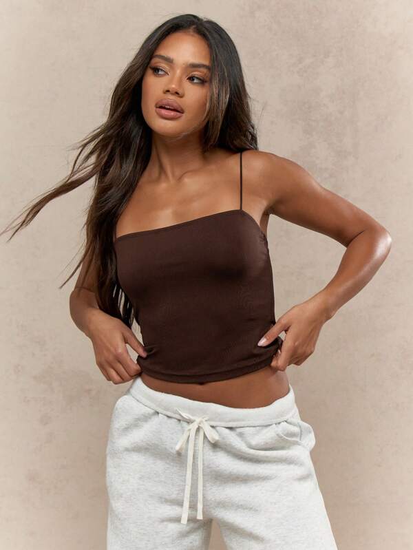 MISSGUIDED Chic Ribbed Bandeau Crop Tank Top