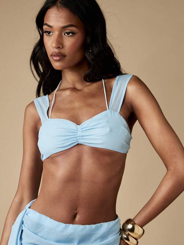 MISSGUIDED Chiffon Bralet Top And Draped Wrap Maxi Skirt Set