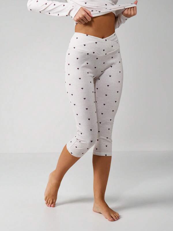 MISSGUIDED Christmas Button Through Heart Print Lounge Set