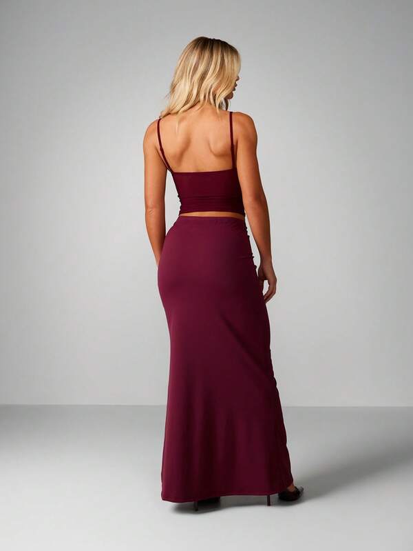 MISSGUIDED Christmas Cami Top And Maxi Skirt Set With Mesh Panels