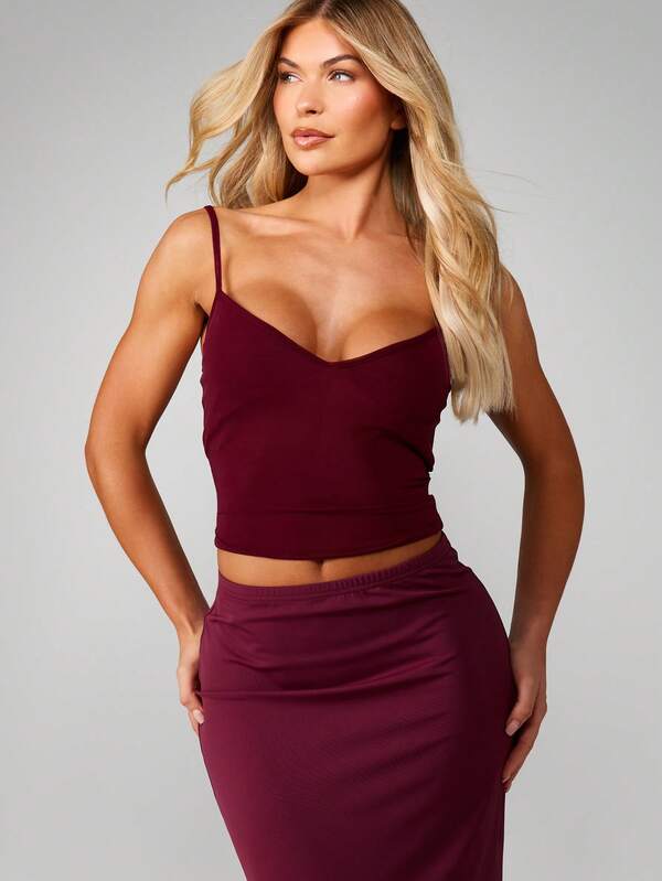 MISSGUIDED Christmas Cami Top And Maxi Skirt Set With Mesh Panels