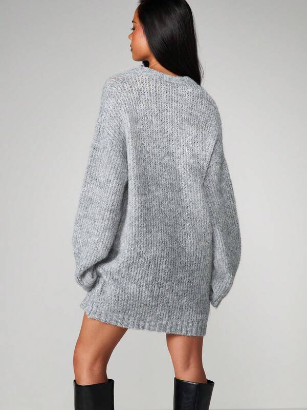 MISSGUIDED Christmas Chunky Knit Sweater Dress With Bow