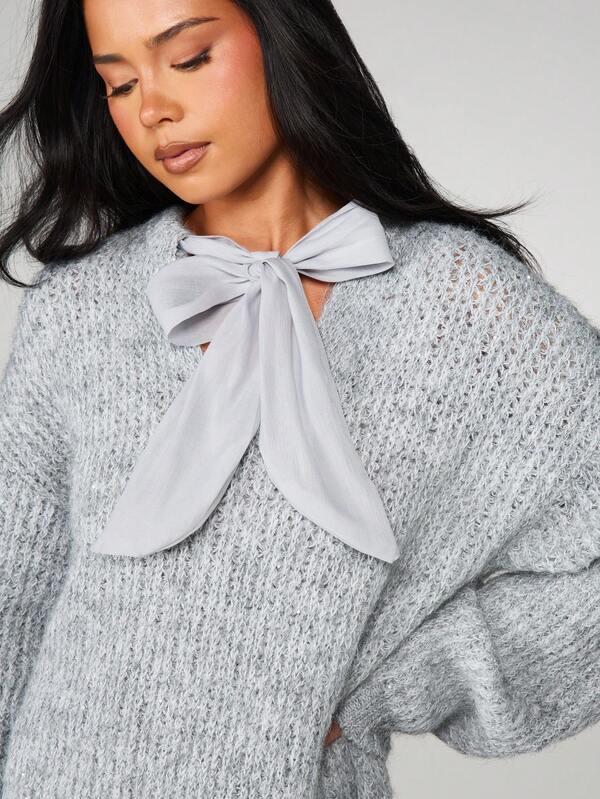 MISSGUIDED Christmas Chunky Knit Sweater Dress With Bow
