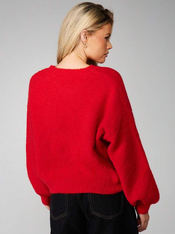 MISSGUIDED Christmas Oversized Crew Neck Knit Jumper