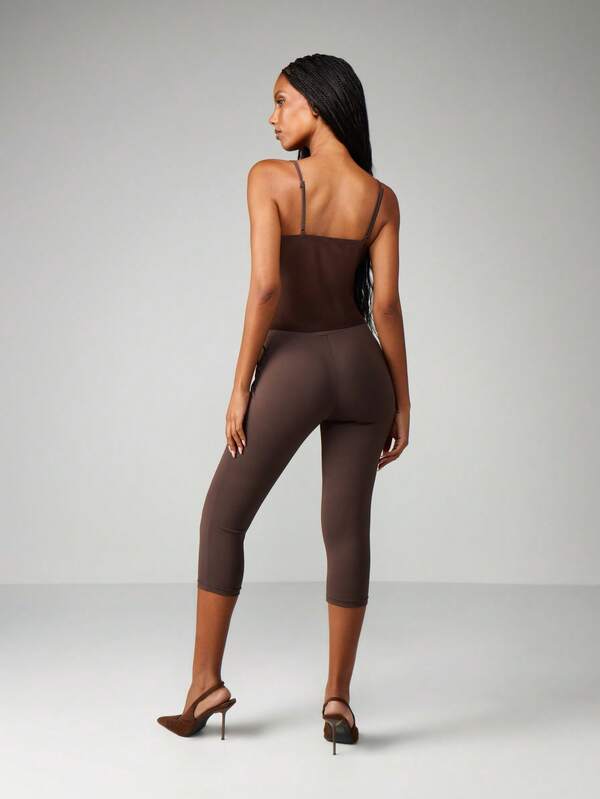MISSGUIDED Christmas Sheer Mesh Cami With Capri Leggings Set