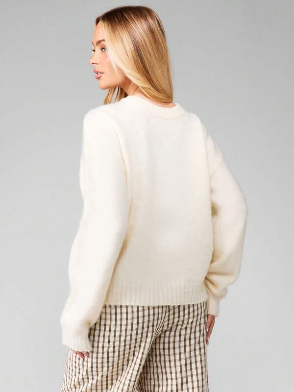 MISSGUIDED Chunky Knit Crew Neck Sweater With Long Sleeves