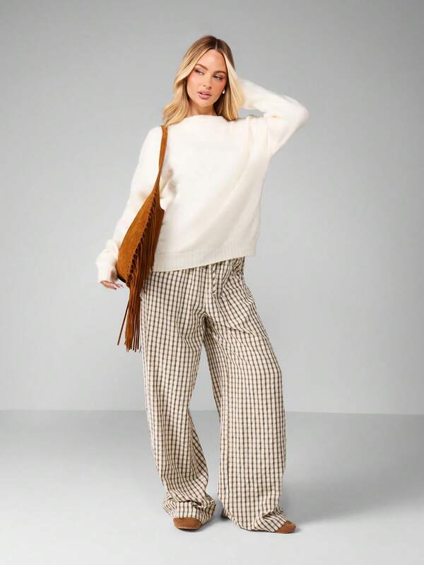 MISSGUIDED Chunky Knit Crew Neck Sweater With Long Sleeves