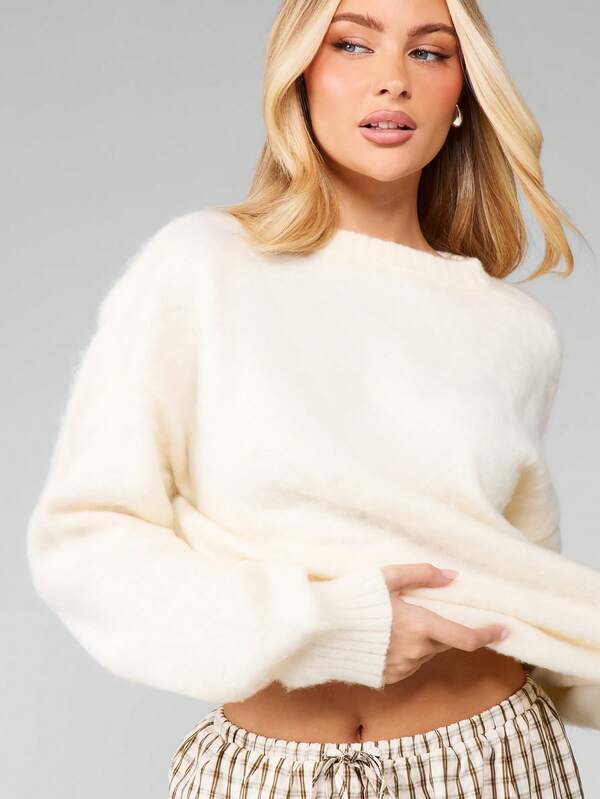 MISSGUIDED Chunky Knit Crew Neck Sweater With Long Sleeves