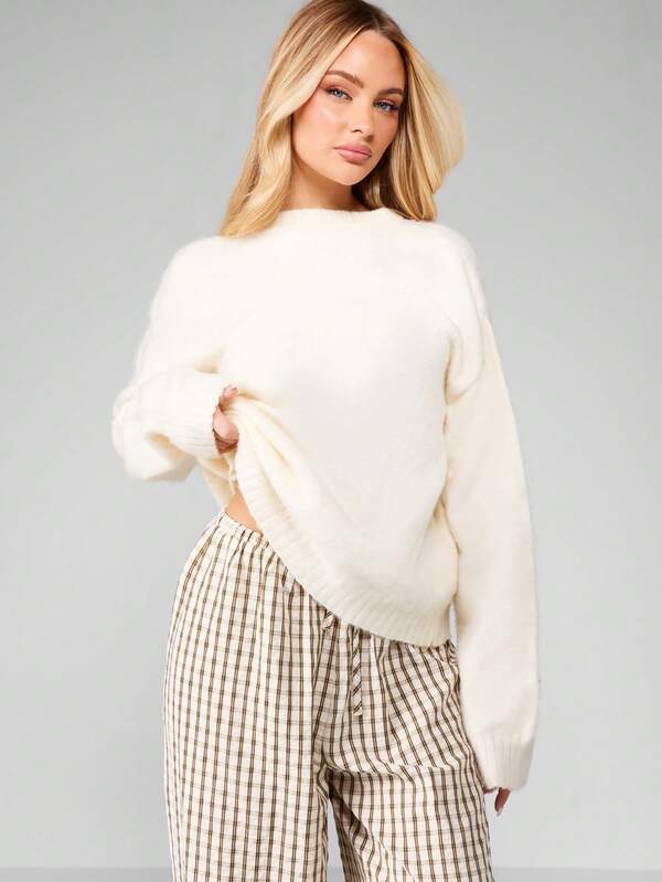 MISSGUIDED Chunky Knit Crew Neck Sweater With Long Sleeves