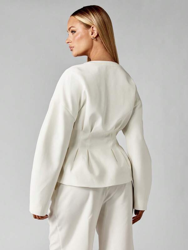 MISSGUIDED Cinched Waist Button Front Blouse