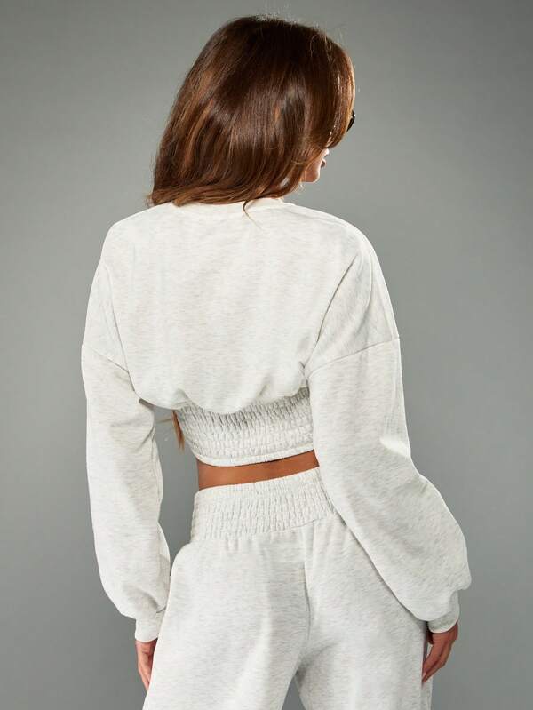 MISSGUIDED Cinched Waist Sweatshirt With Smocked Hem