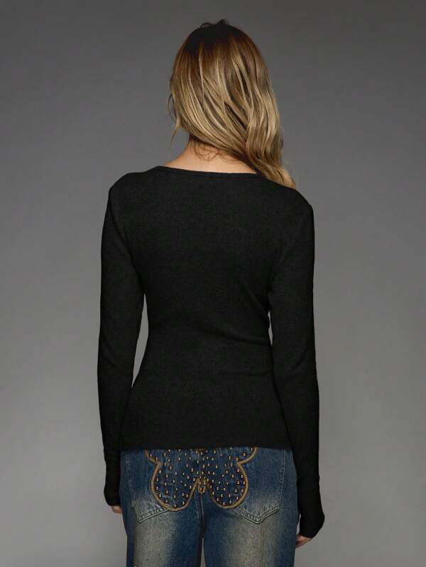 MISSGUIDED Classic Crewneck Ribbed Knit Top
