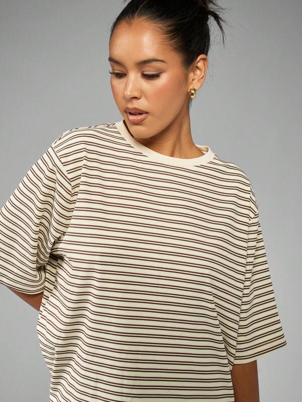 MISSGUIDED Classic Oversized Striped Short Sleeve T-Shirt