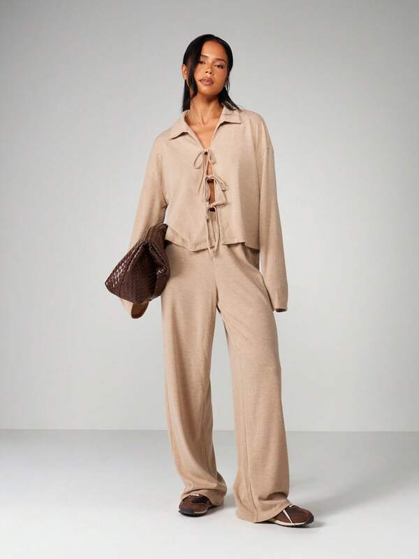 MISSGUIDED Collared Cardigan With Tie Front