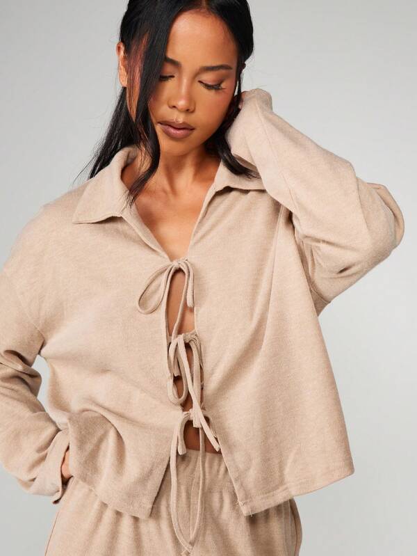 MISSGUIDED Collared Cardigan With Tie Front